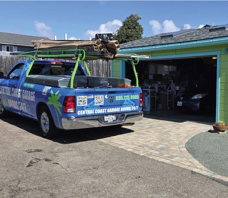 professional company Central Coast Garage Doors 24/7 truck after repairing a garage door